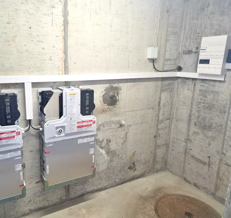 Installation de 2 batteries Enphase IQ5P dans le local technique d'une villa